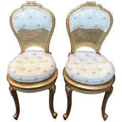 Pair of French Giltwood Music Chairs