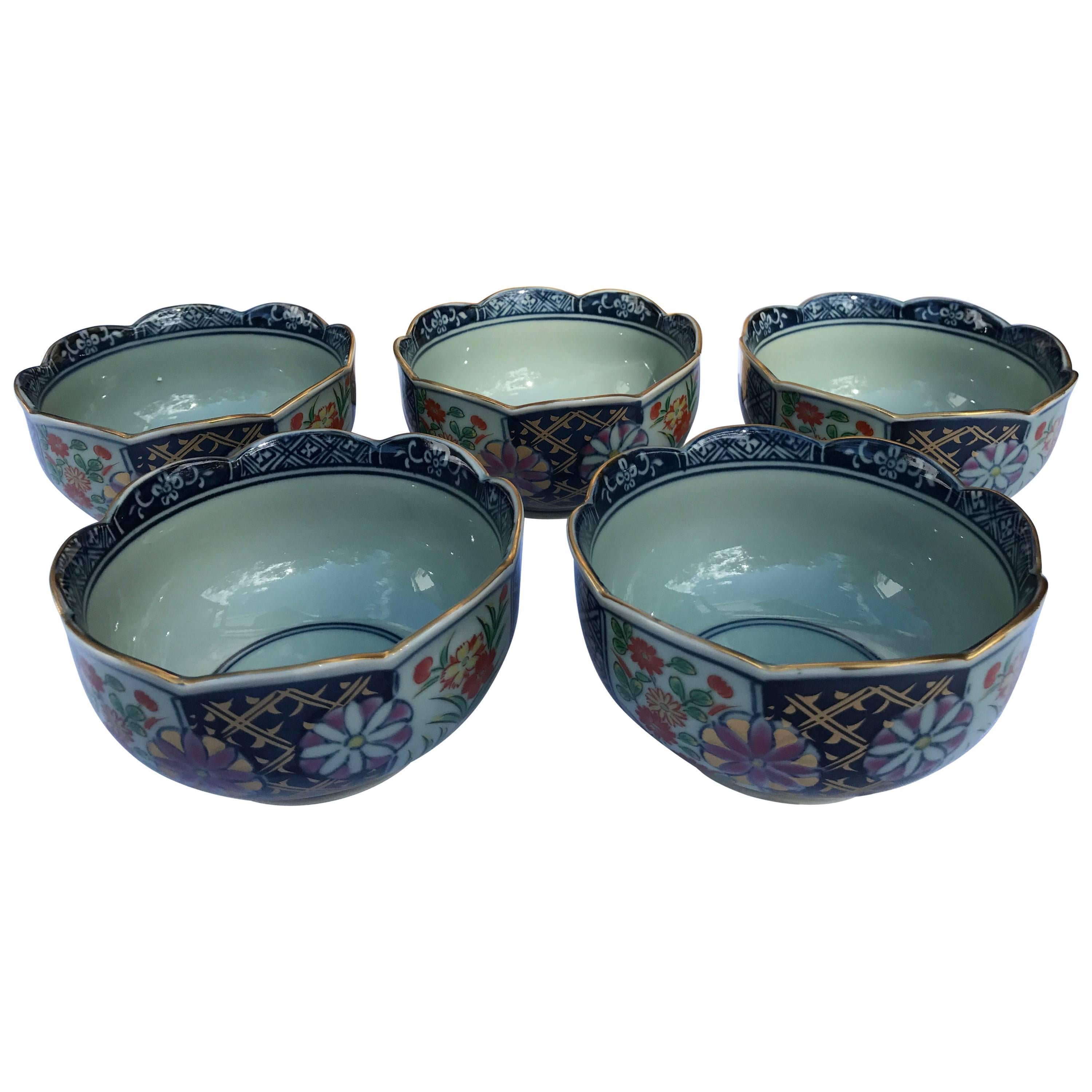 FEBRUARY SALE - NOW SAVE 25% AND MORE

Mint, signed and boxed

A very colorful Japanese collection of five attractive hand-painted ceramic botanical round shaped low bowls dating to the mid-20th century, Kutani kiln. Each is signed