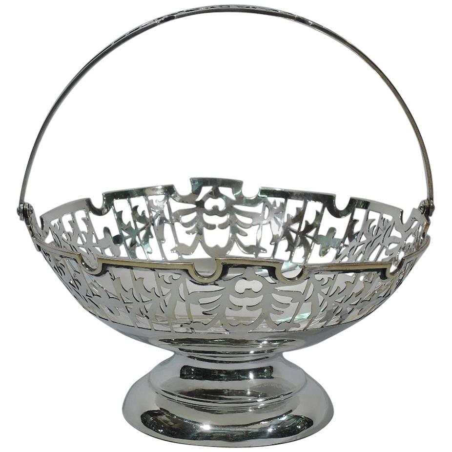 Antique Chinese Export Silver Footed Basket