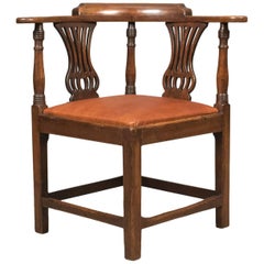 Victorian Antique Bow-Back Corner Chair, English Oak, circa 1880