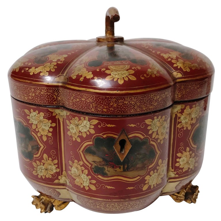 Chinese Export Melon Form Tea Caddy at 1stdibs