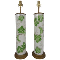 Pair of Large-Scale American Glass Painted Lamps