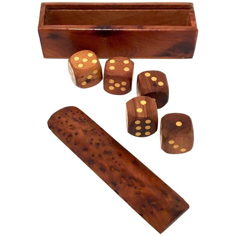 MidCentury Modern Solid Burl Wood Dice Game at 1stDibs