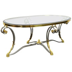 La Barge Brass, Glass and Polished Steel Coffee Table