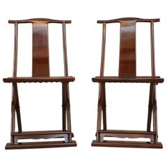 Fine Pair of Jumu Yokeback Folding Chairs