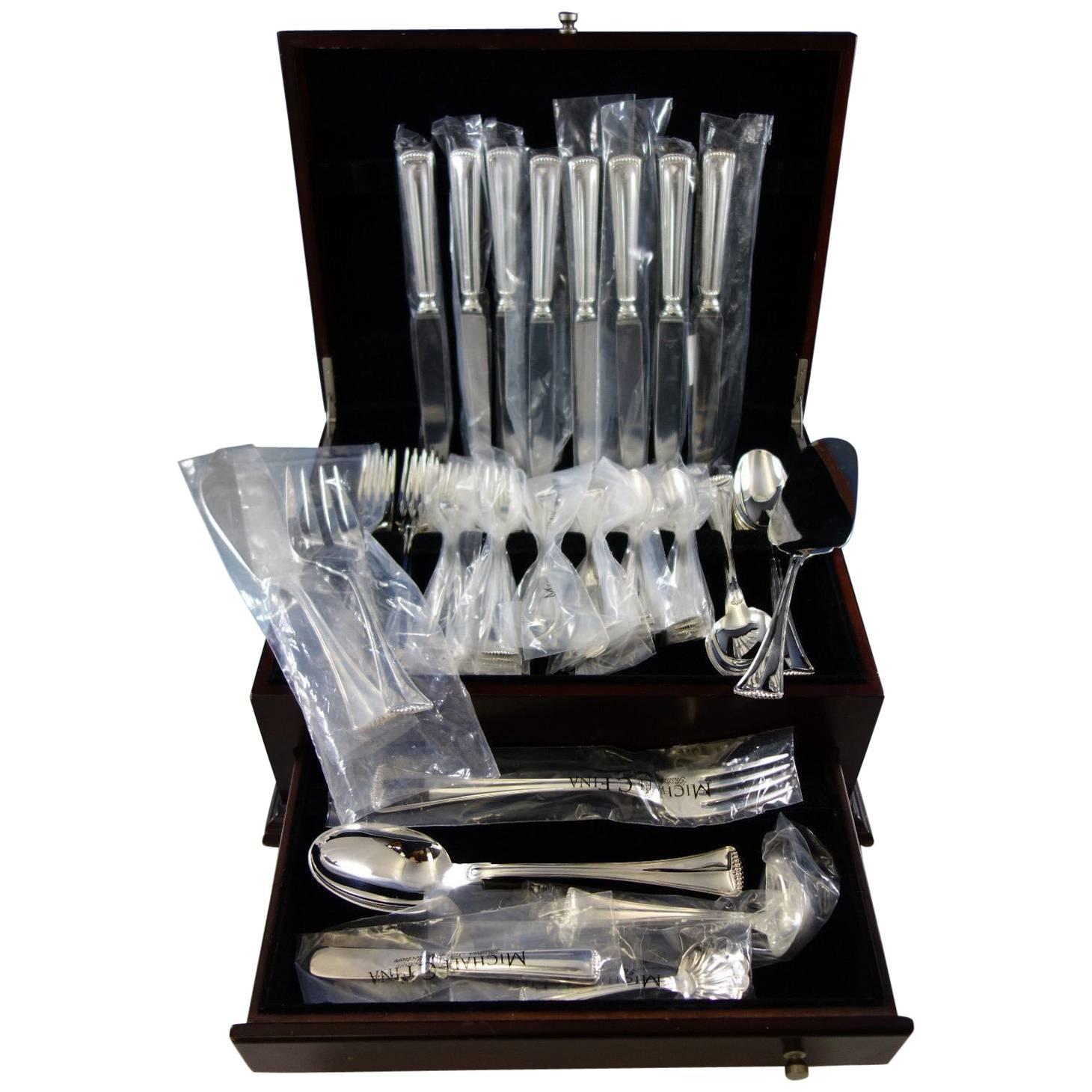 Fiesole by Greggio Italy Sterling Silver Flatware Set 8 Dinner Size 56 Pcs New For Sale