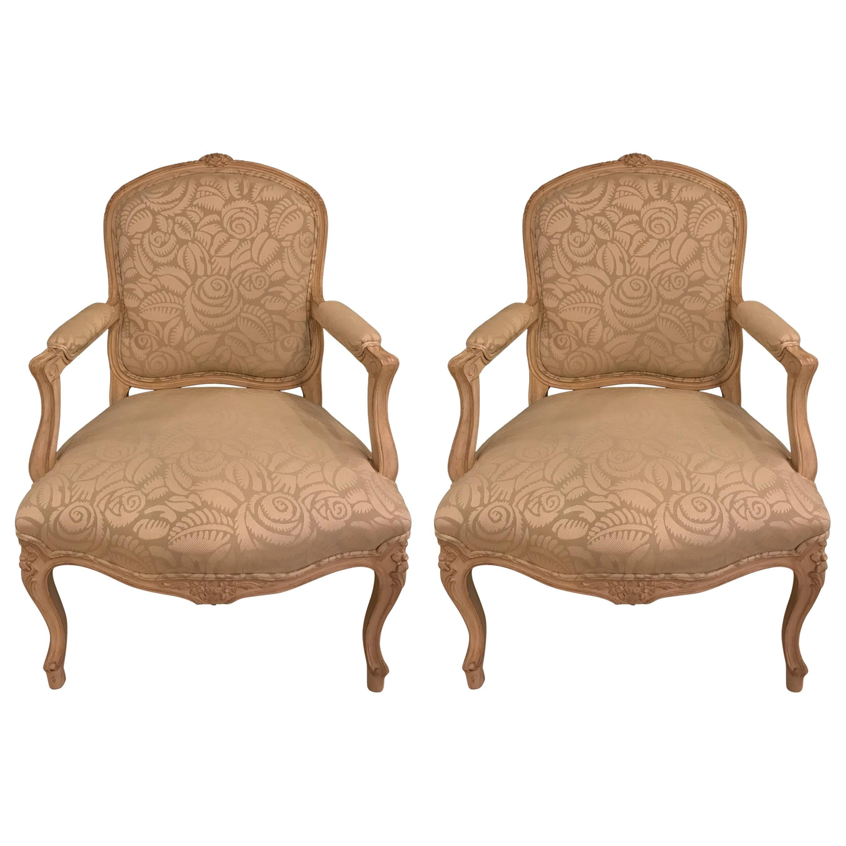 Pair of Louis XV Style Bergère Armchairs