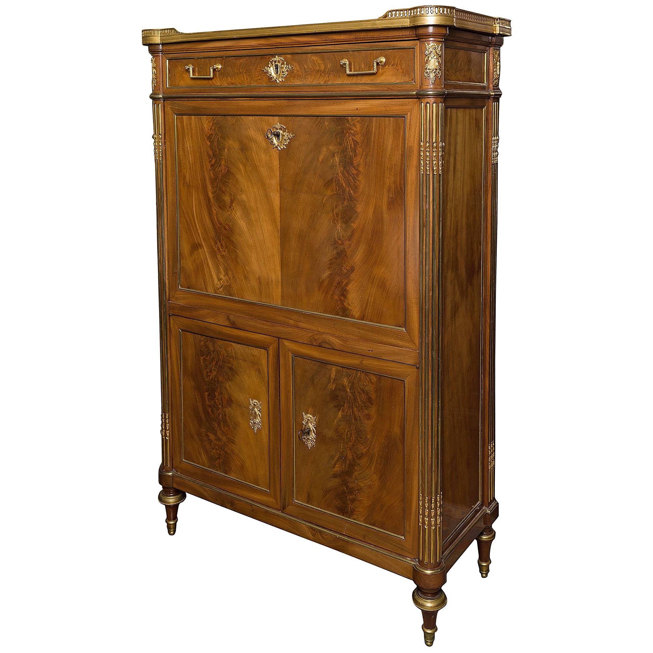 Louis XVI Ormolu-Mounted Mahogany Secretaire Stamped Sotto For Sale