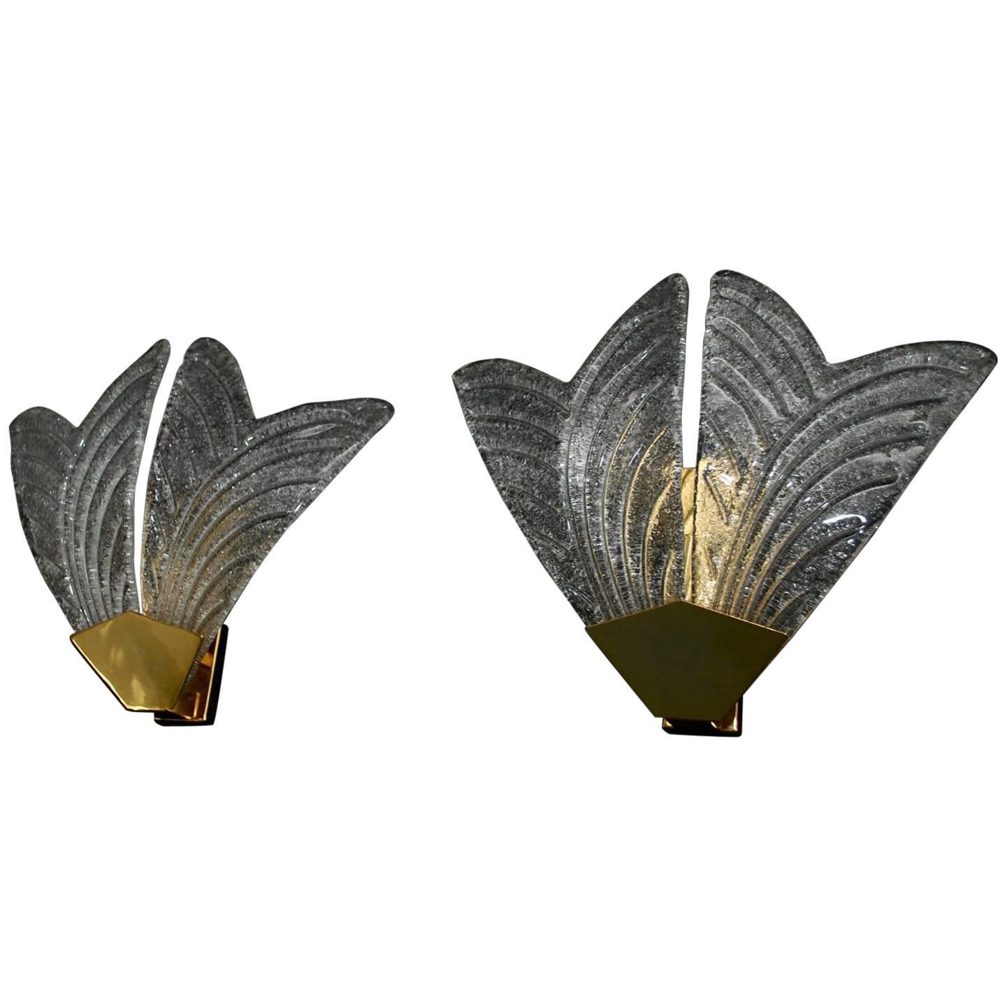 Beautiful and Elegant Pair of Murano Sconces For Sale