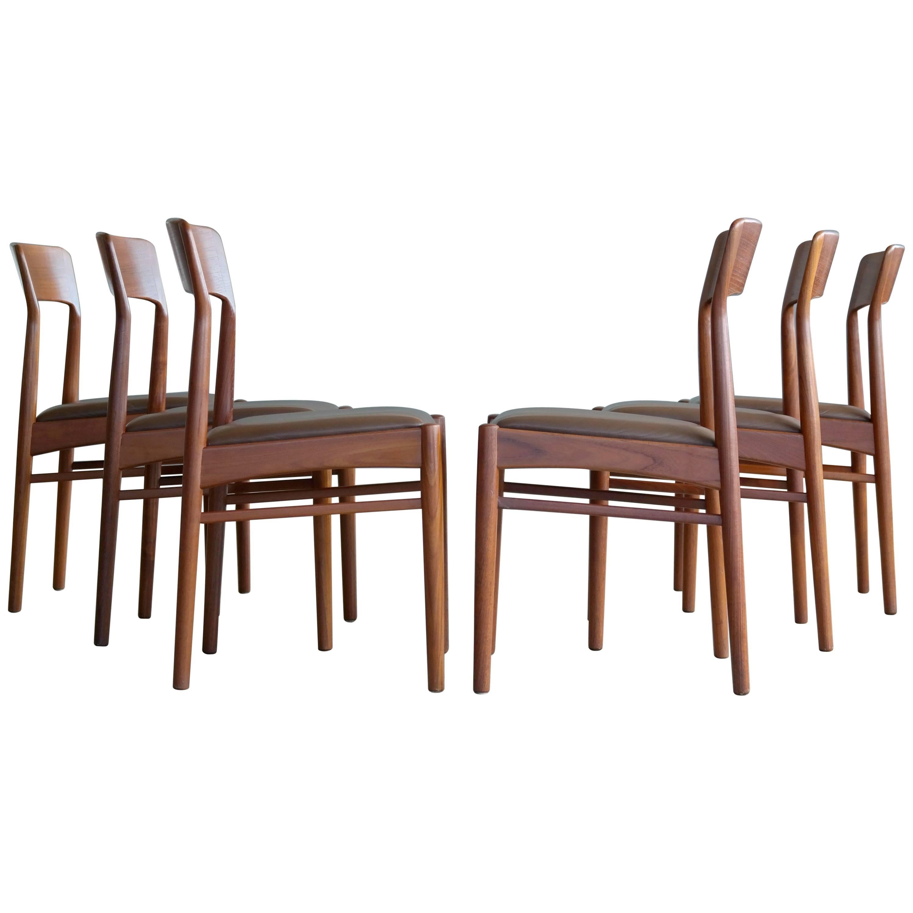 Kai Kristiansen Set of Six Dining Chairs in Teak for K.S. Mobler Denmark, 1960s