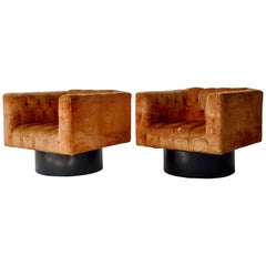 Pair of Swivel Cube Lounge Chairs