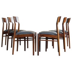 Kai Kristiansen Six Dining Chairs in Rosewood for K.S. Mobler of Denmark