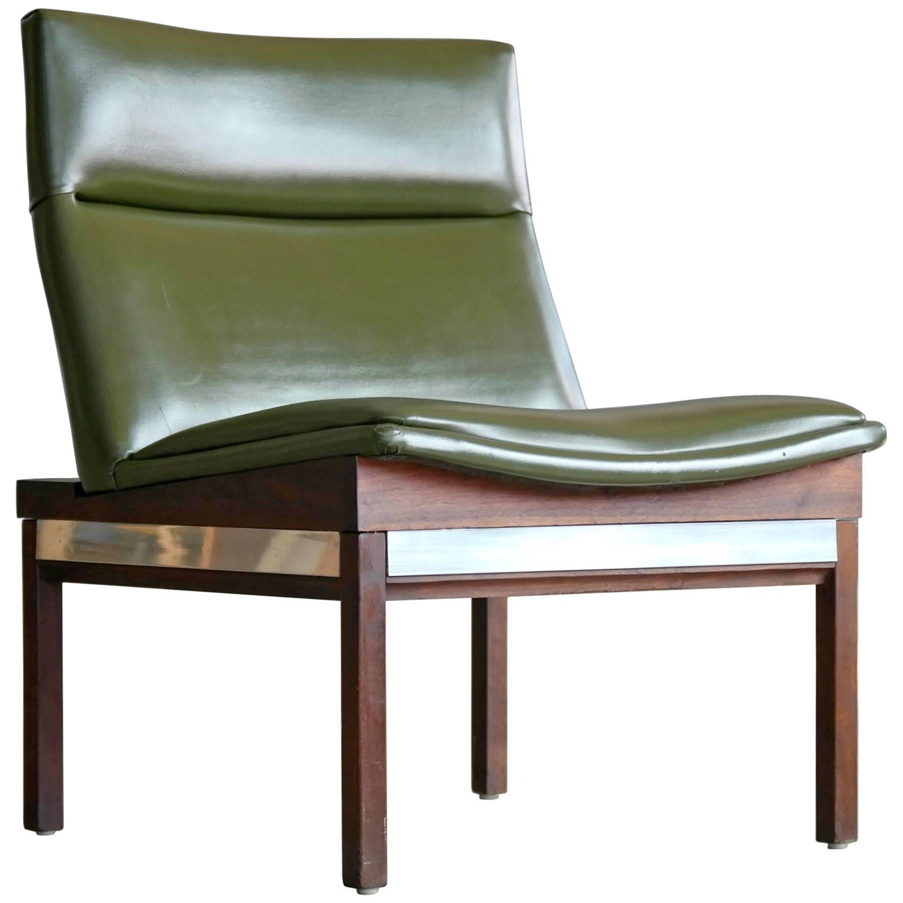 Arthur Umanoff Walnut and Aluminum Lounge Chair for Madison Furniture, 1950s