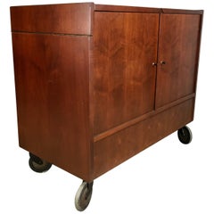 Vintage Classic Mid-Century Modern Portable Rolling Fold Out Bar Cart