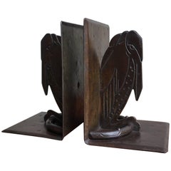 Antique Rare & Handcrafted Arts and Crafts Maraboo Bookends by Hugo Berger Marked GOBERG