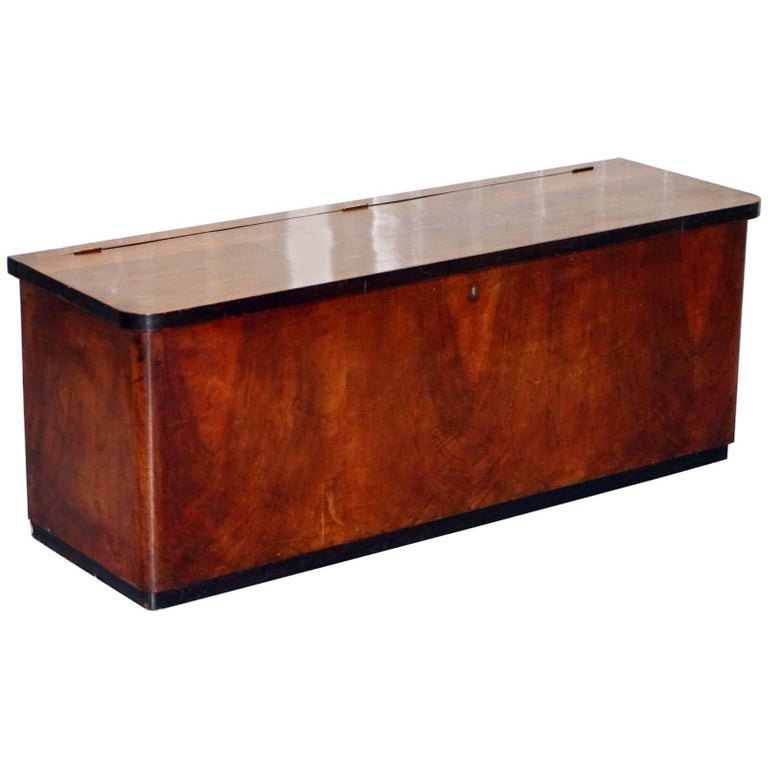 Antique Flamed Mahogany Chest Seat with Open Top Large Storage Trunk at 1stDibs