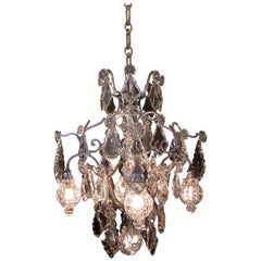 Cristalleries de Baccarat Silver Plate and Crystal Small Chandelier, circa 1900