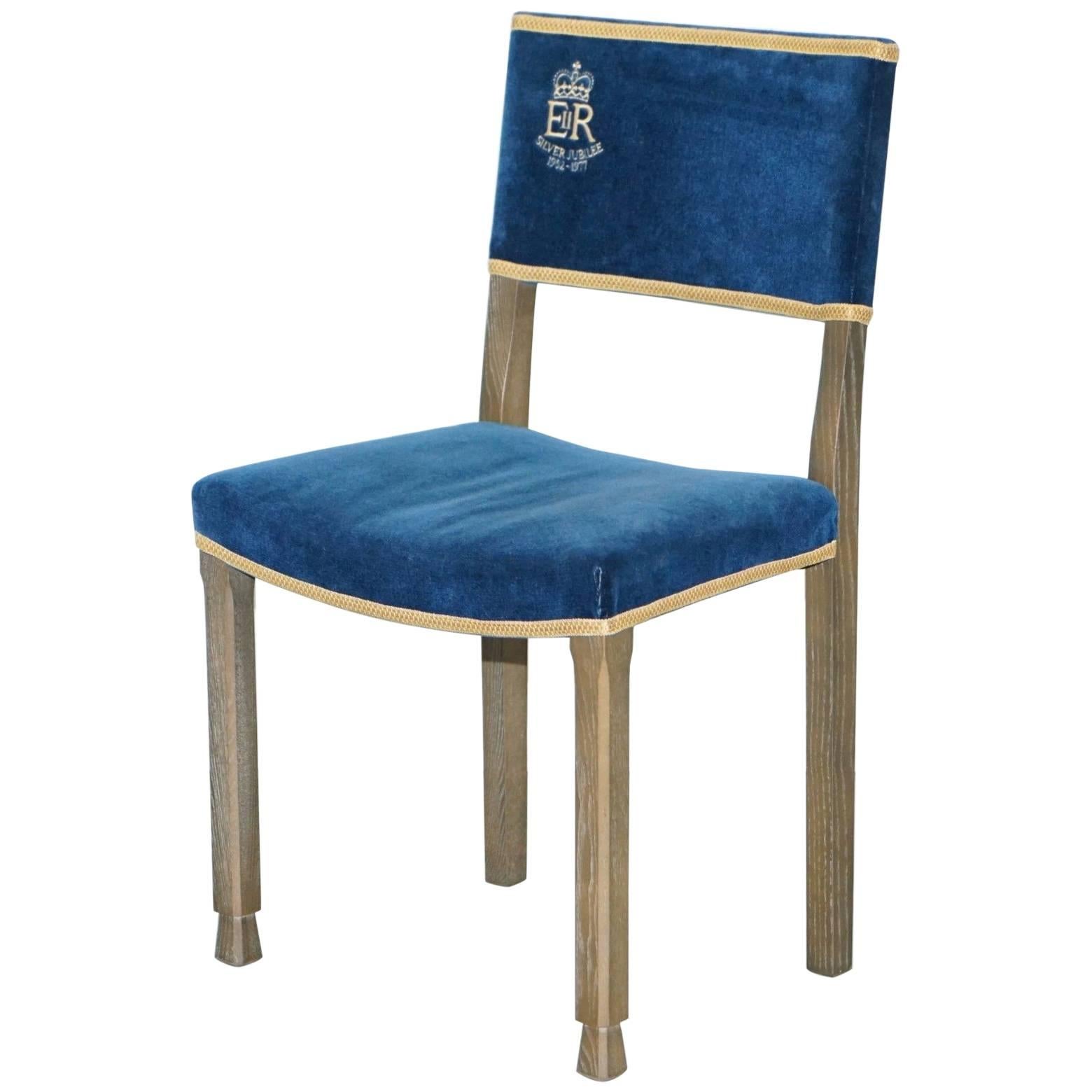 Silver Jubilee Queen Elizabeth II Coronation  Limed Oak Peers Chair, 1952 - 1977