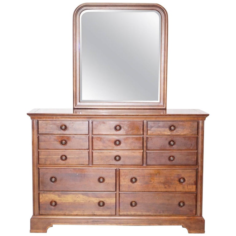 Stanley Furniture Bank Chest of Drawers with Mirror at 1stDibs