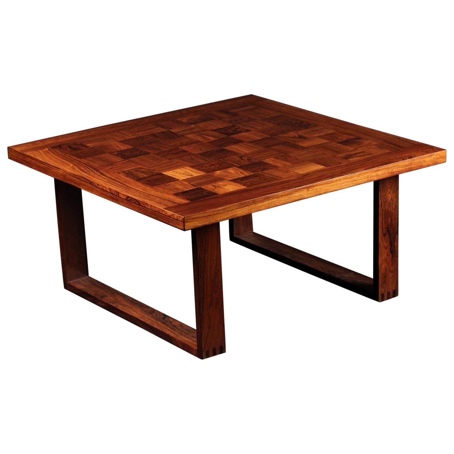 Scandinavian Modern Square Rosewood Coffee or Cocktail Table by Poul Cadovius For Sale