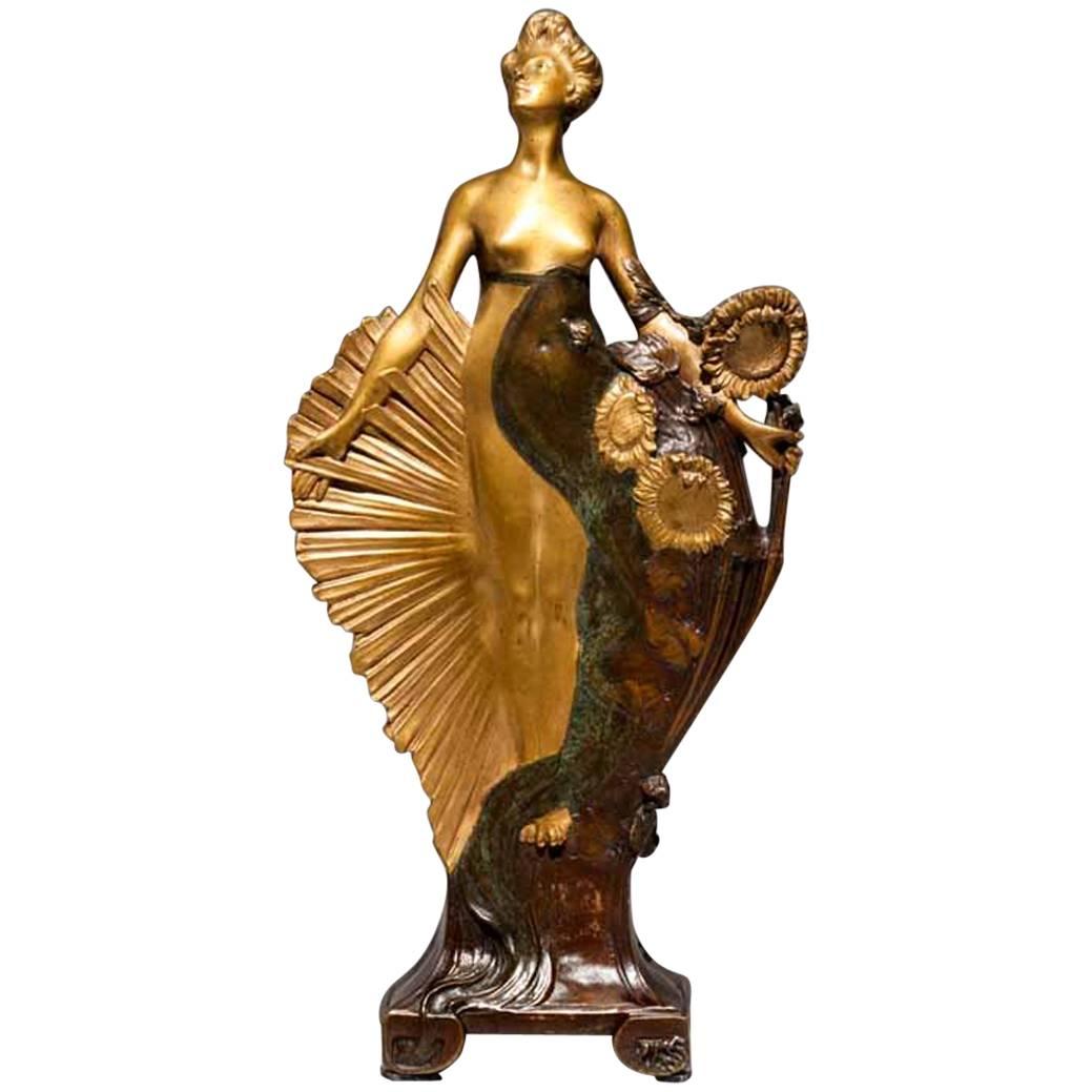 Georges Flamand, "Allégorie de l'Eté", an Art Nouveau Vase, Signed For Sale