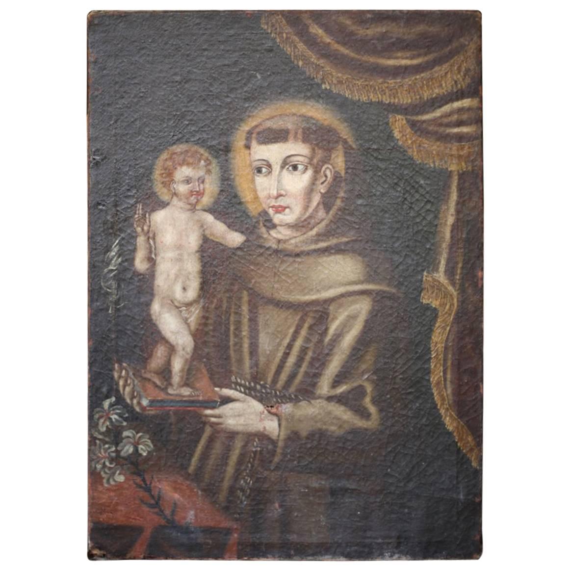18th Century Oil on Canvas Painting of St Dominic