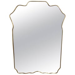 Huge Italian 1960 Free-Form Brass Mirror