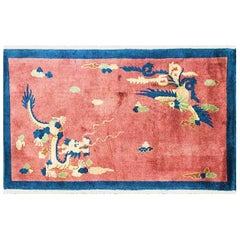 Fascinating Antique Art Deco Dragon Chinese Oriental Rug