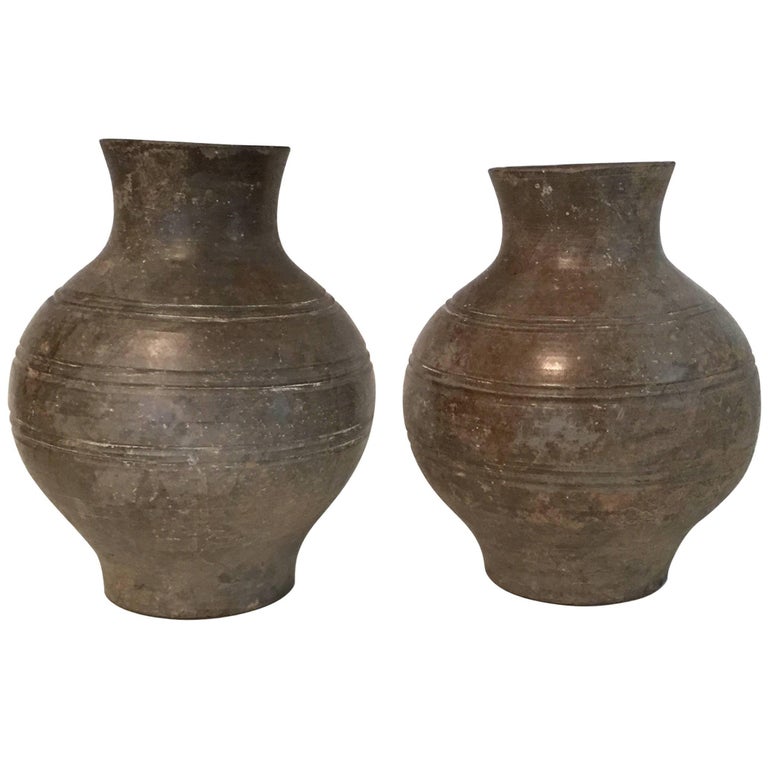 Pair of Antique Pottery Jars at 1stDibs