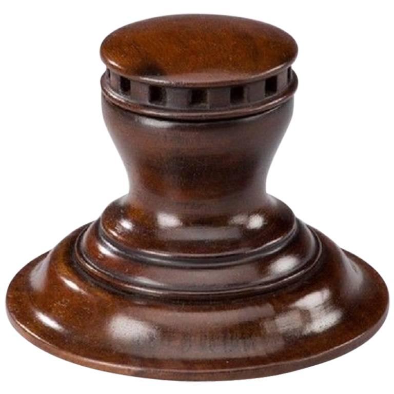 19th Century Mahogany Inkwell in the Form of a Capstan