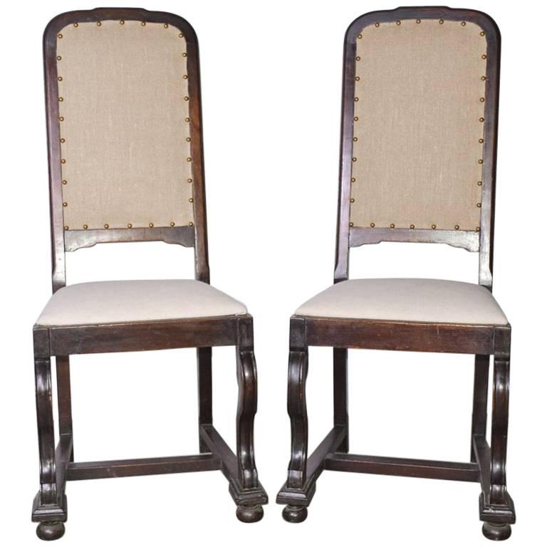 Paire de chaises d'appoint anciennes de style jacobéen-renaissance