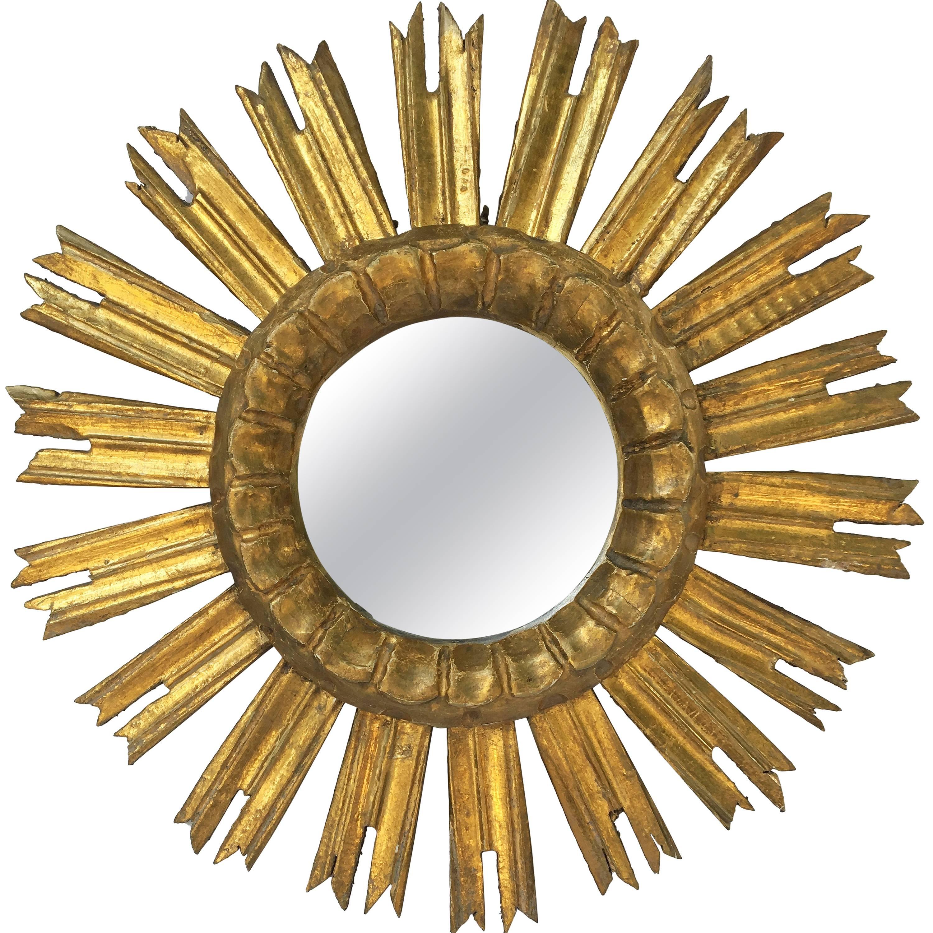 French Gilt Sunburst or Starburst Mirror
