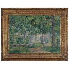 Antique Impressionist Oil on Canvas Landscape in Newcomb-Macklin Frame, Signed