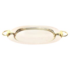 Vintage Gucci Rare Silver Plate, Brass Horse Bit Oval Tray with Handles Barware
