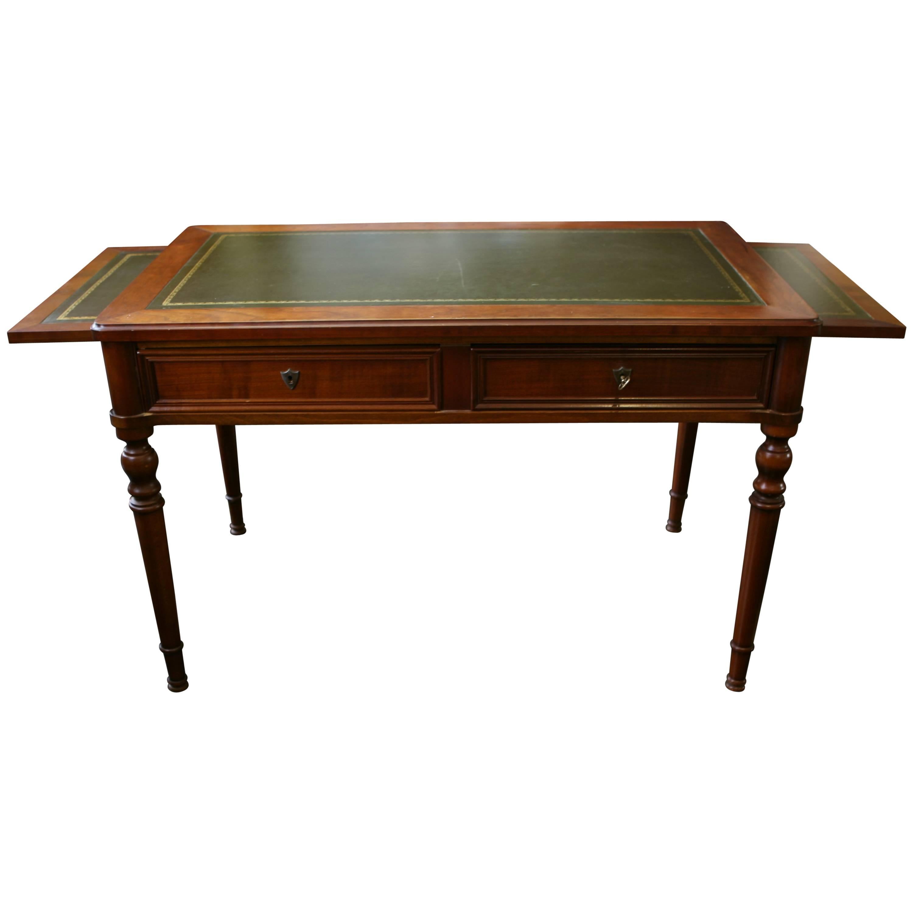 Antique French Writing Table with Green Leather Top, circa 1880