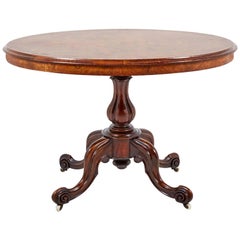 Small English Victorian Oval Tilt-Top ‘Loo’ Walnut Table, circa 1870