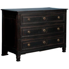Antique French Chest of Drawers Painted Black
