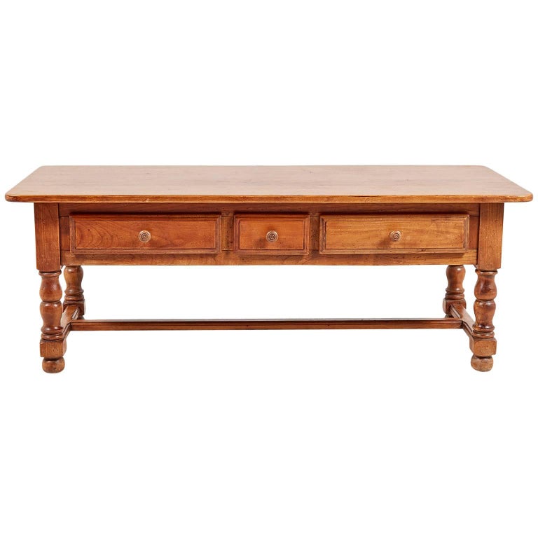 Vintage Solid Cherry French Coffee Table, circa 1960 at 1stDibs
