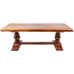 Large French Solid Oak Trestle Table, circa 1900