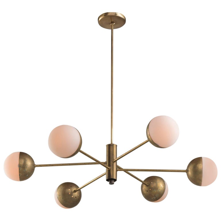Brass And Frosted Glass Globe Chandelier Circa 1960 At 1stdibs Frosted Glass Globe Chandelier Circa, Globe Chandelier Brass And Smoked Glass