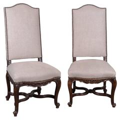 Pair of 19th Century Régence Style Side Chairs in Oak 10