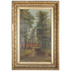 Antique Folk Art Hudson River School Oil on Canvas Landscape, 19th Century 10