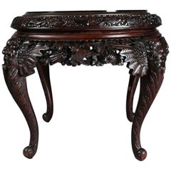 Antique Chinese Heavily Carved and Pierced Figural Hardwood Centre Table