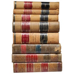 19th Century Set of Eight Antique Books, circa 1882-1922