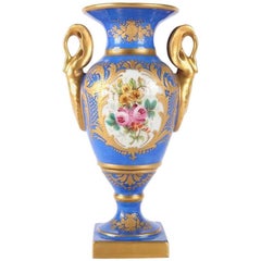 Petite French Hand-Painted and Gilt Sevres Style Floral Urn Signed, 19th Century