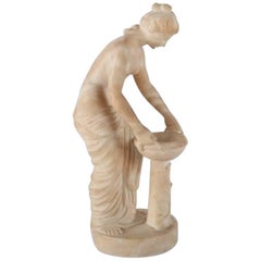 Vintage Grand Tour Carved Alabaster Sculpture of a Classical Woman