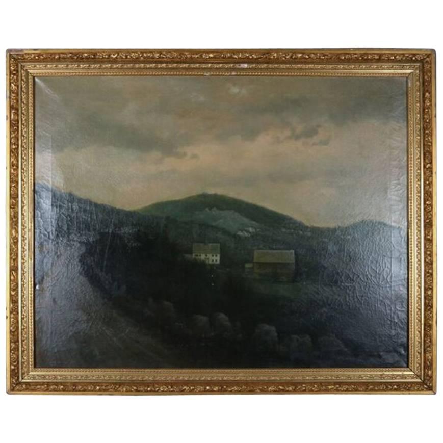 Antique Hudson River School Landscape Painting by Boyden, 19th Century