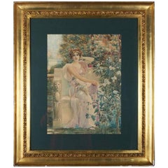 Art Nouveau Watercolor Painting of Portrait of Classical Woman by Robert Root