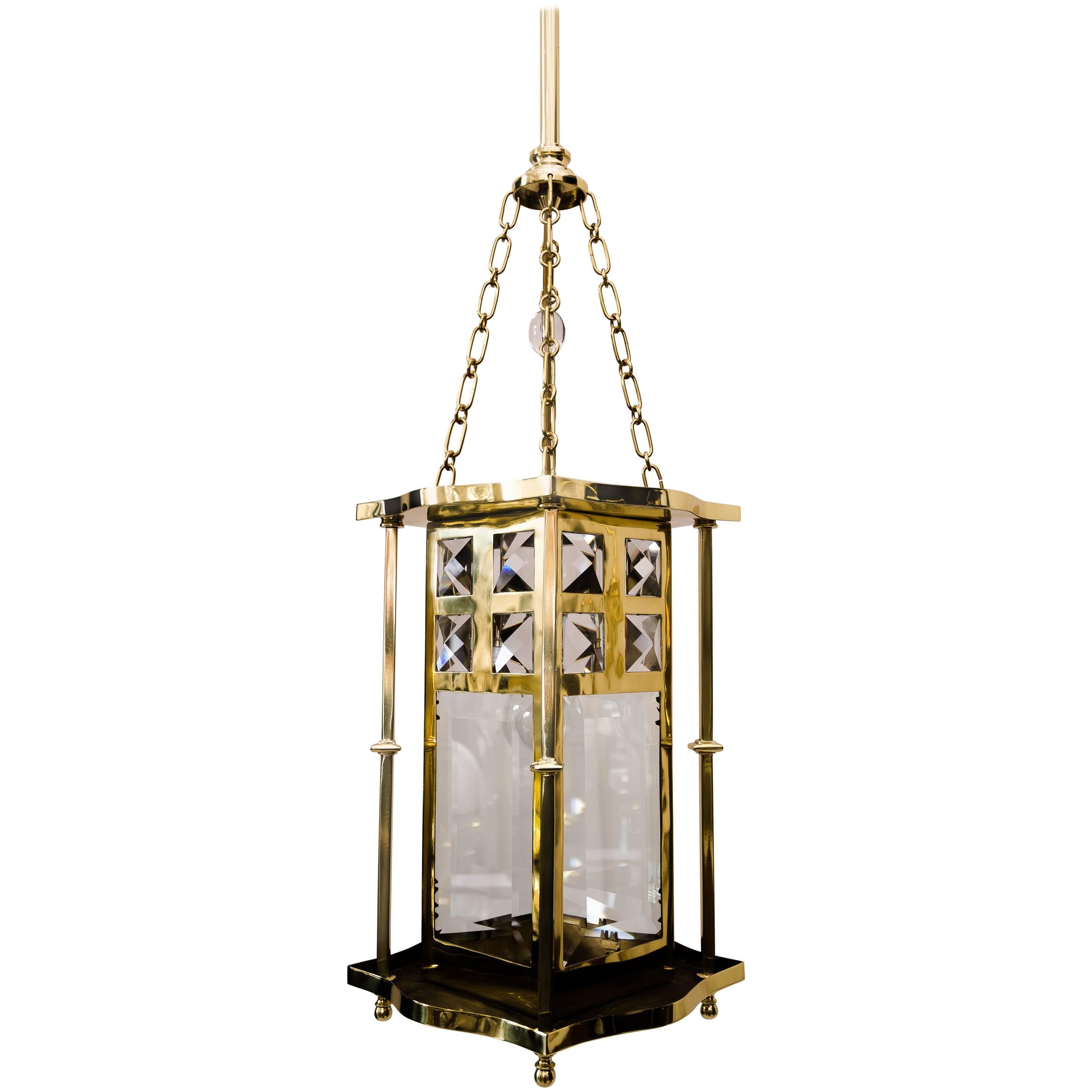 Jugendstil Lantern with Cut Glass, circa 1910s