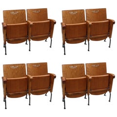 Vintage Set of Eight Double Fold-Up Seat from Cinema Cinelux in Milano, circa 1960